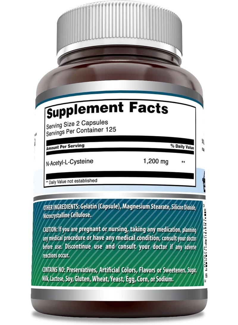 Amazing Nutrition Amazing Formulas NAC (N-Acetyl-L-Cysteine) Supplement | 600 Mg per Serving | 250 Capsules | Non-GMO | Gluten Free | Made in USA - Image 2