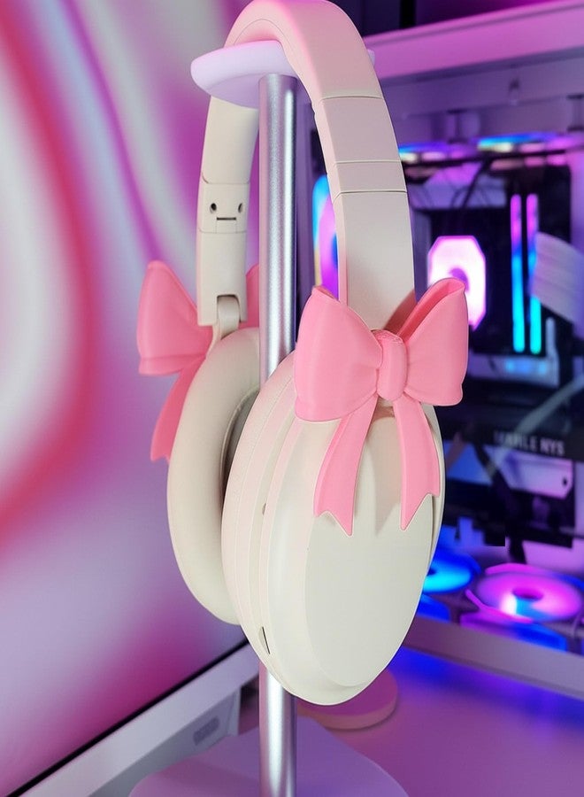 Fiwochic 2 Pack Pink Bow Decor Headphone Accessories Cute 3D Printed Bows Coquettish Headphone Attachment Accessories Christmas Gamer Gift for Her Women Gamers Streamers - Image 4