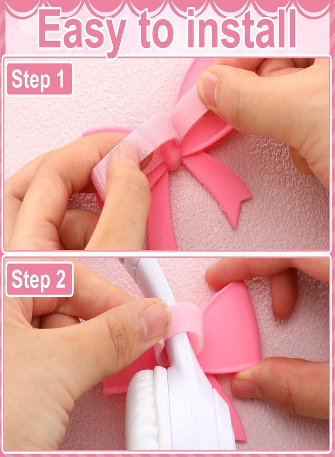 Fiwochic 2 Pack Pink Bow Decor Headphone Accessories Cute 3D Printed Bows Coquettish Headphone Attachment Accessories Christmas Gamer Gift for Her Women Gamers Streamers - Image 3