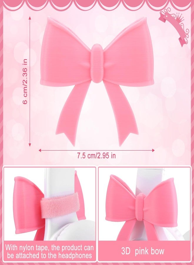 Fiwochic 2 Pack Pink Bow Decor Headphone Accessories Cute 3D Printed Bows Coquettish Headphone Attachment Accessories Christmas Gamer Gift for Her Women Gamers Streamers - Image 2