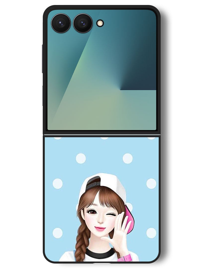 Theodor Case Compatible with Samsung Galaxy Z Flip 7 - 6.9 Inch Protection Shockproof Bumper Cover Girl Wear Cap - Image 1