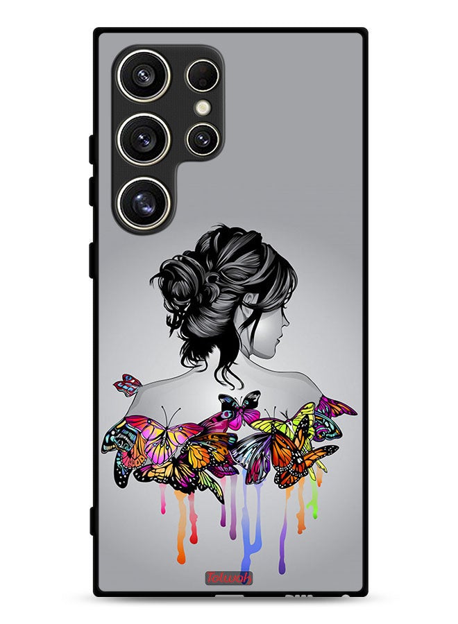 Tolwak Samsung Galaxy S24 Ultra 5G Protective Case Cover Butterflies And Girl Abstract Art - Image 1