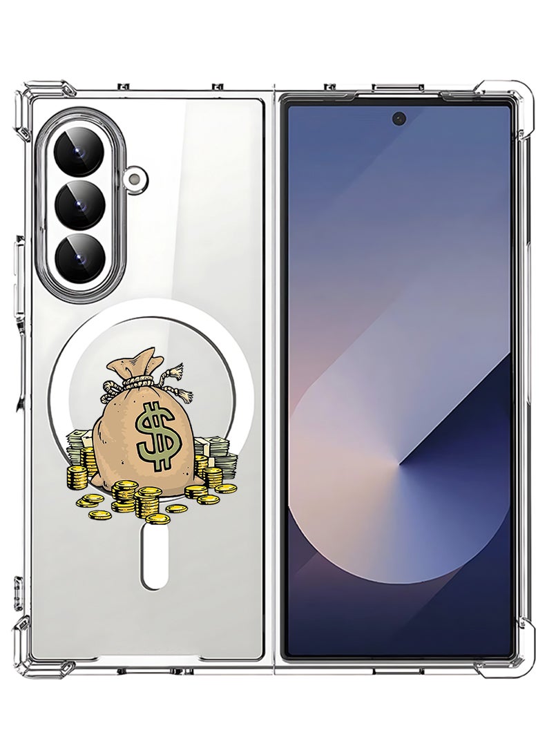 Theodor Magnetic Case for Samsung Galaxy Z Fold 7 Compatible with MagSafe Wireless Charging, Shockproof Phone Bumper Cover Dollar bag - Image 1