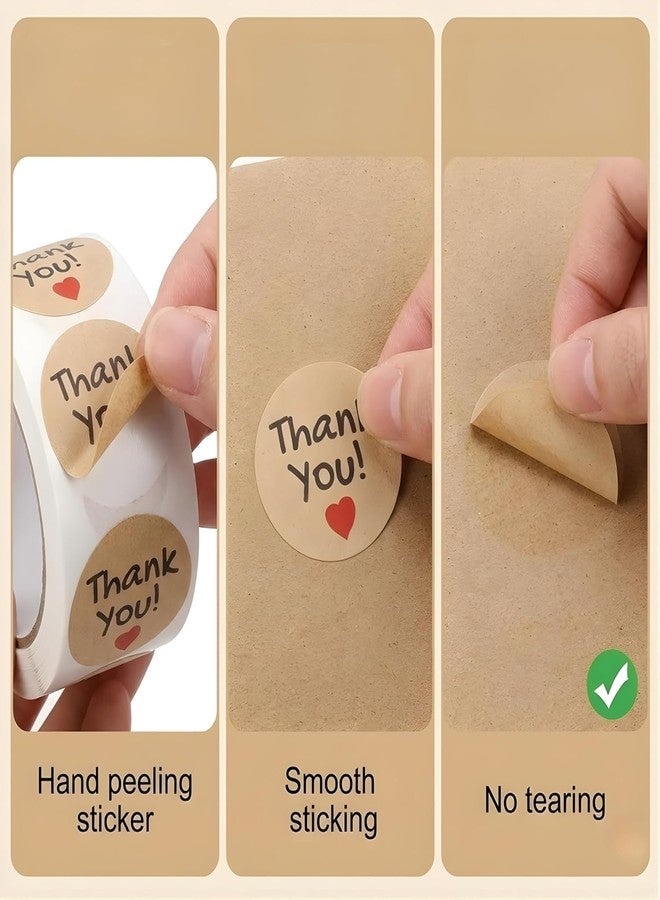 Crackles Thank You Stickers Roll – 500 * 2 Pcs 1 Inch Round Paper Stickers with Heart Design | Self Adhesive Thank You Labels for Small Business, Gift Packing, Return Gifts, Envelopes & DIY Crafts - Image 3
