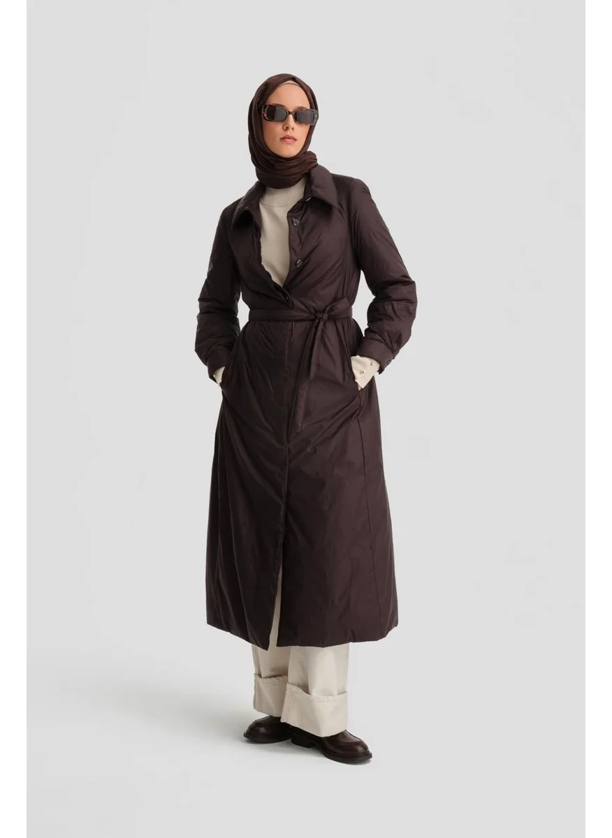 ARMINE Removable Belted Quilted Coat 24K7602 Brown