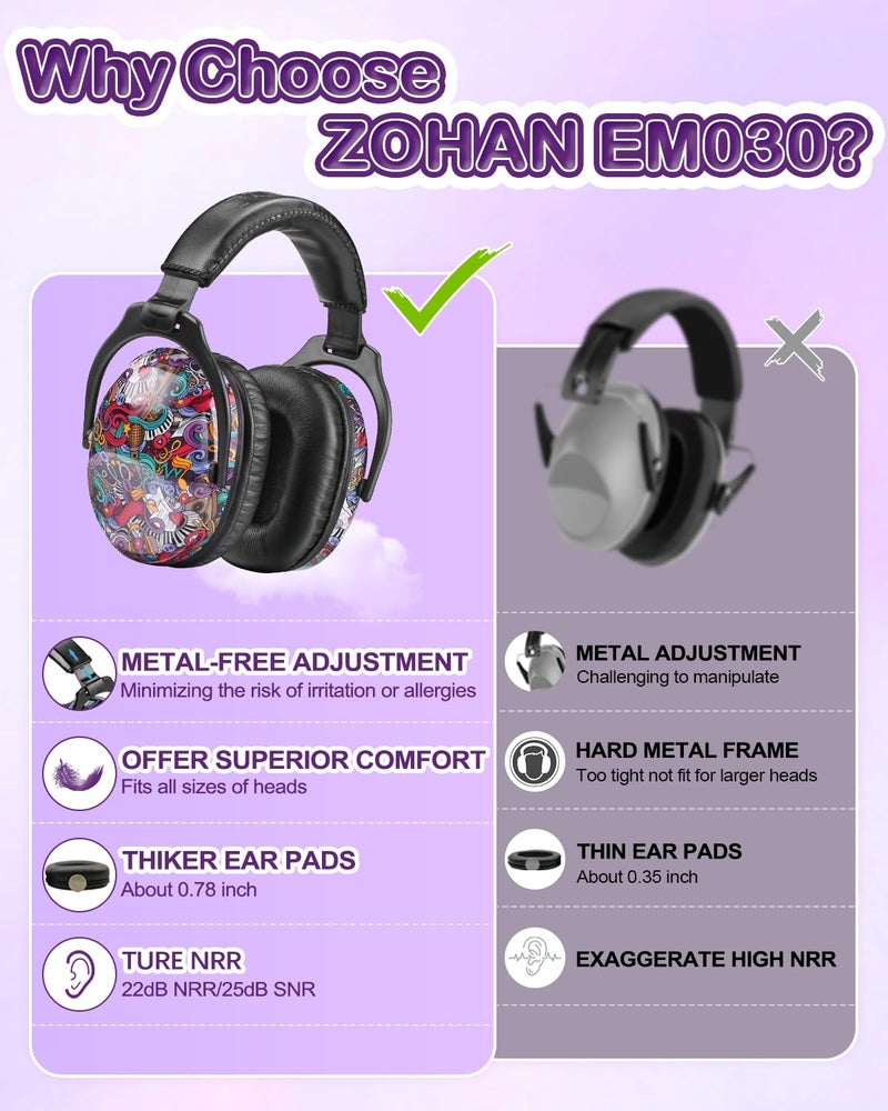 ZOHAN EM030 Kids Ear Protection, Noise Cancelling Headphones Ear Muffs for Autism Sensory, Safety Noise Reduction Hearing Protection for Monster Truck/Concerts/Fireworks/Air Shows - Image 3