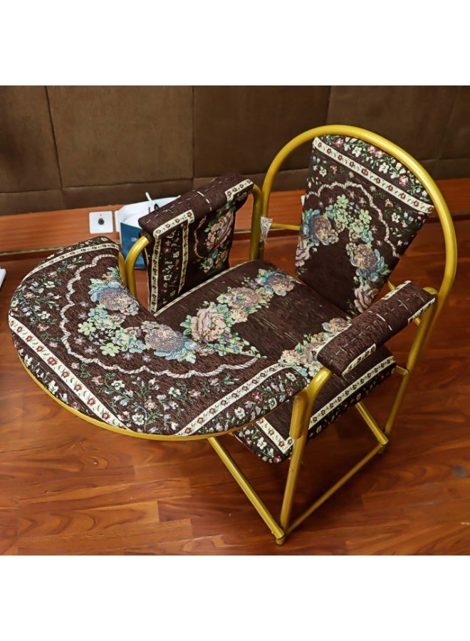 سندس كرسي صلاة إسلامي بني اللون - كرسي صلاة قابل للطي مع مسند ظهر ومقعد مبطن - مثالي لكبار السن وذوي الاحتياجات الخاصة - أثاث صلاة مريح وقابل للنقل - Image 3