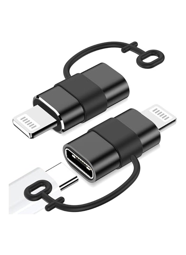 erorex USB C to Lightning Adapter-2 Pack, 27W PD Fast Charging for iPhone 14/13/12/11,for iPad Pro/Air/Mini,for AirPods,Support Data Sync,Not for Headphone/Audio/OTG,with Anti-Lost Loop, Black  - Image 1