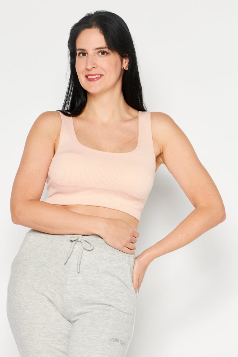 DKNY Sport Women Sportswear Fit Lightly Padded Training Top, Pink - Image 1