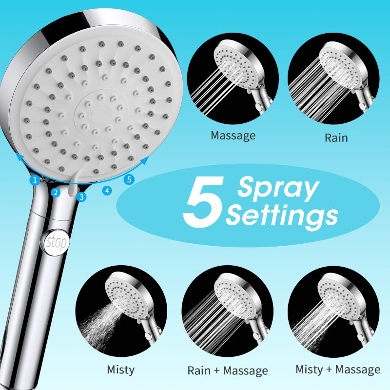 FASDUNT Shower Head with Handheld, Filtered Shower Head with 80" Extra Long Hose, 20-Stage Filter for Softening Hard Water to Improve Hair and Skin Problems - Image 5