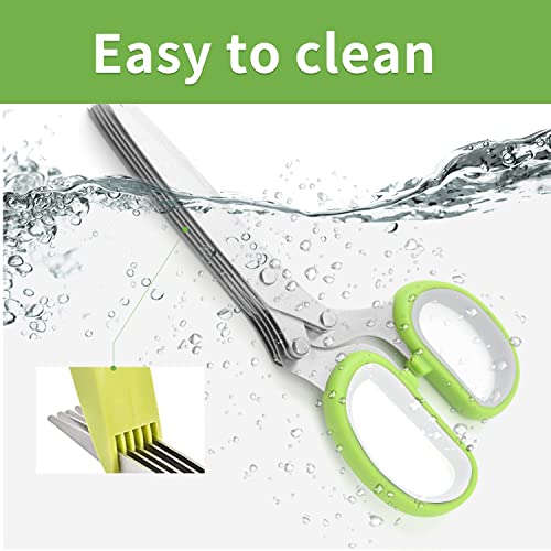 AWinjoy Herb Scissors Set,Multipurpose 5 Blade Kitchen Herb Cutter with Safety Cover and Cleaning Comb for Cutting Shredded Lettuce, Cilantro Fresh, Green Onion Fresh and etc. - Image 5