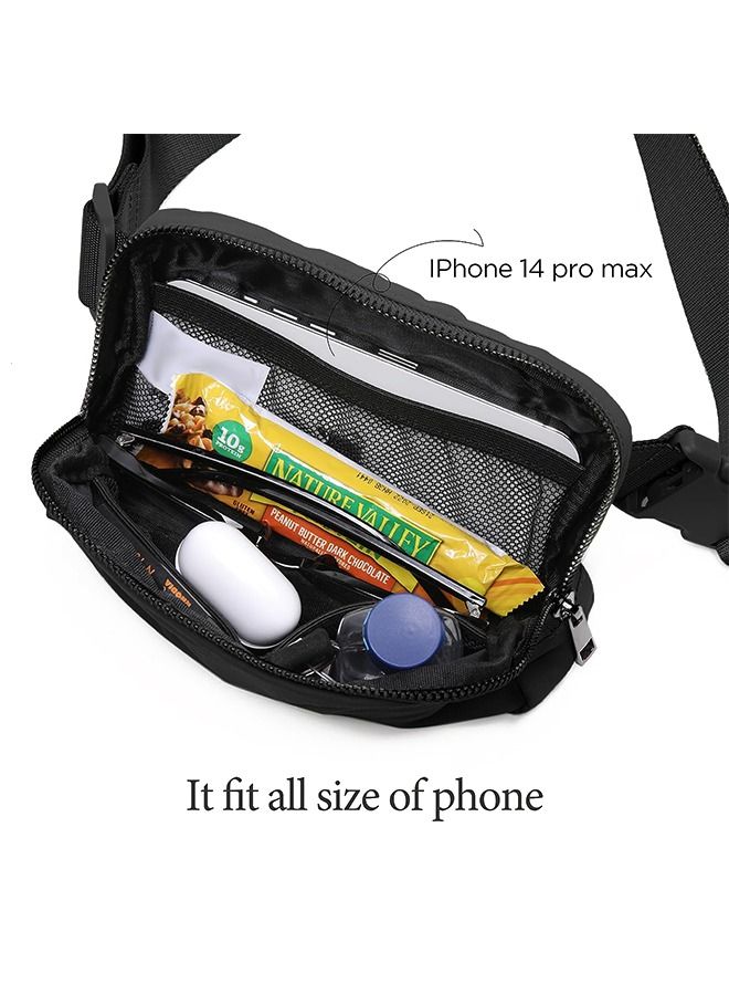Unisex Mini Belt Bag with Adjustable Strap Casual Waterproof Crossbody Waist Pack for Workout Running Traveling Hiking Black - Image 3