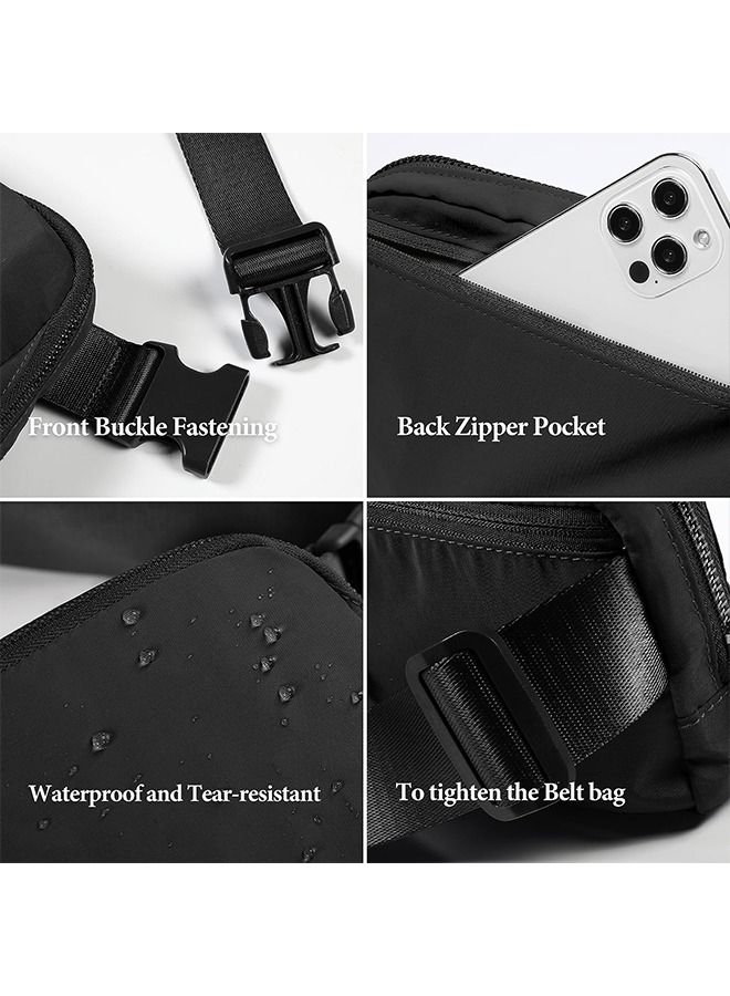 Unisex Mini Belt Bag with Adjustable Strap Casual Waterproof Crossbody Waist Pack for Workout Running Traveling Hiking Black - Image 4