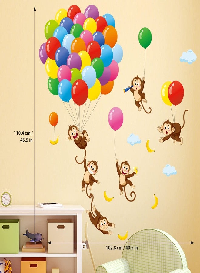 DECOWALL SG-2202 Balloons Monkey Wall Stickers Cartoon Monkeys Decals for Kids Children Baby Bedroom Nursery Living Room Art Home Decor Decoration Removable - Image 5