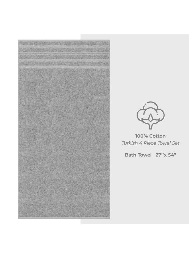 American Soft Linen American Soft Linen Luxury 4 Piece Bath Towel Set, 600 GSM 100% Cotton Turkish Bath Towels for Bathroom, 27x54 in Large Bathroom Shower Towels, Light Grey  - Image 4