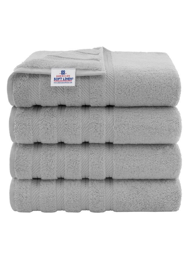 American Soft Linen American Soft Linen Luxury 4 Piece Bath Towel Set, 600 GSM 100% Cotton Turkish Bath Towels for Bathroom, 27x54 in Large Bathroom Shower Towels, Light Grey  - Image 1