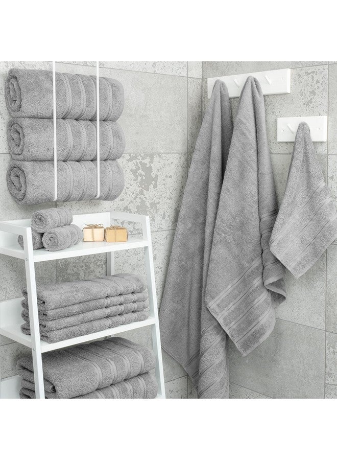 American Soft Linen American Soft Linen Luxury 4 Piece Bath Towel Set, 600 GSM 100% Cotton Turkish Bath Towels for Bathroom, 27x54 in Large Bathroom Shower Towels, Light Grey  - Image 2