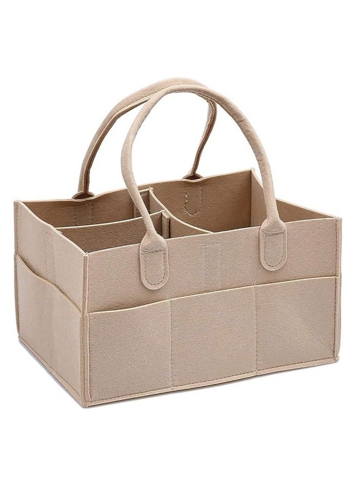 BLOOMING TIME Foldable Caddy Diaper Storage Bag for Baby Beige