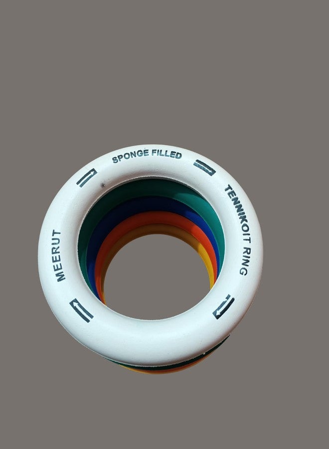HYORTS® Tennikoit Ring Set, Multi-Coloured Sports Rings, Kids Playing, Tennis Ring, Rubber Frisbee,5 Pieces, Yellow, Orange, Blue, Green, White - Image 3