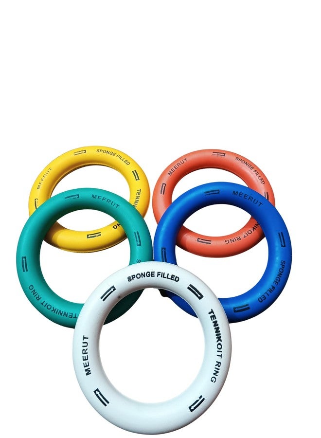 HYORTS® Tennikoit Ring Set, Multi-Coloured Sports Rings, Kids Playing, Tennis Ring, Rubber Frisbee,5 Pieces, Yellow, Orange, Blue, Green, White - Image 4