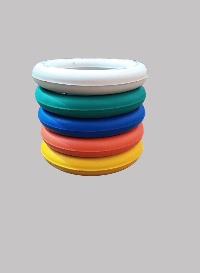 HYORTS® Tennikoit Ring Set, Multi-Coloured Sports Rings, Kids Playing, Tennis Ring, Rubber Frisbee,5 Pieces, Yellow, Orange, Blue, Green, White - Image 1
