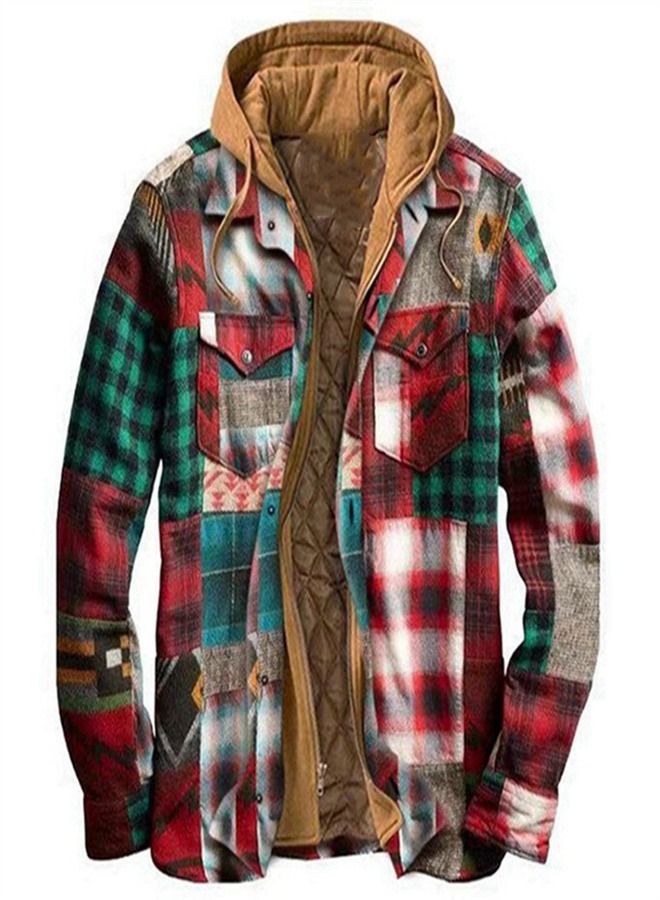 Loquat Men's Thick Non Positioning Printed Hooded Jacket Multicolour 