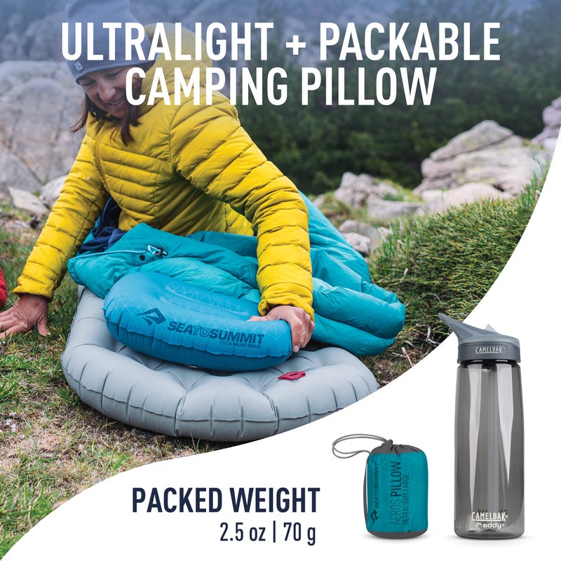 Sea to Summit Aeros Ultralight Inflatable Camping and Travel Pillow, Large (17.3 x 12.6), Aqua - Image 2