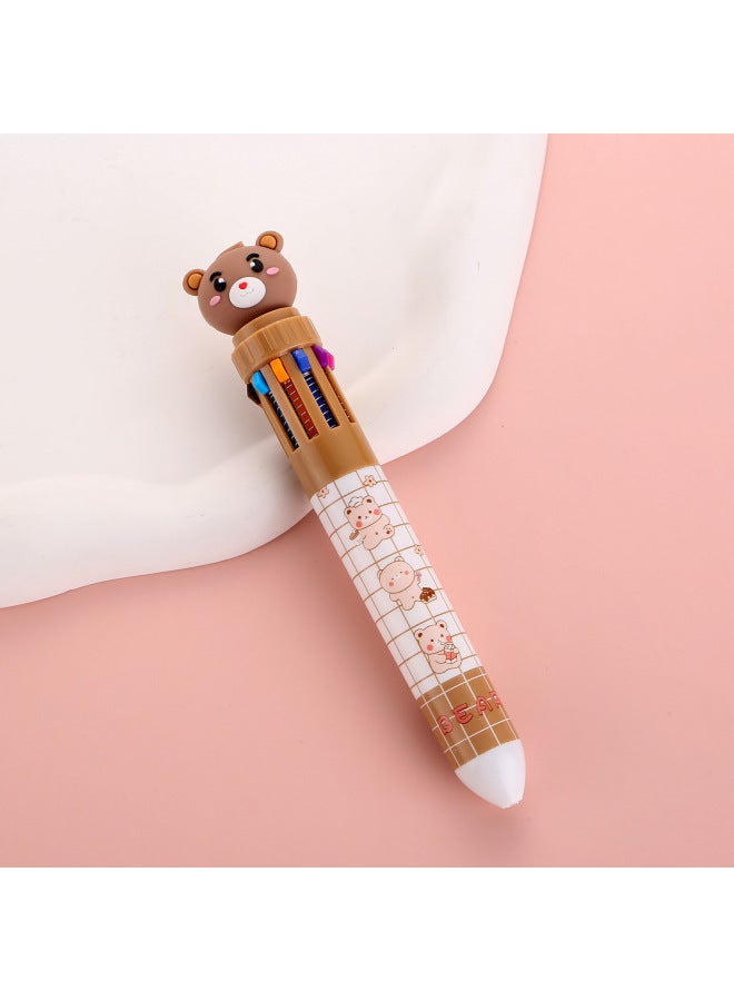 Autonomy Creative Stationery Ten Color Ballpoint Pen Cartoon Student Color Hand Account Pen Girl Heart Multi-color Press Ballpoint Pen - Image 1