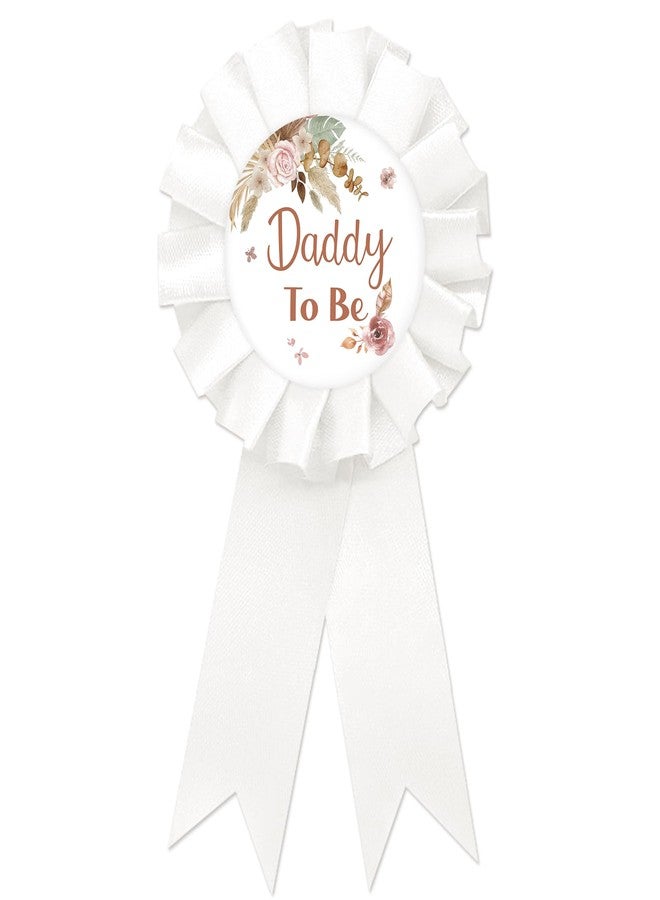 SUPERLUBY Pampas Grass Daddy to Be Tinplate Badge Pin, Boho Dad to Be Pin for Men, Pampas Gender Reveal Brooch Button Pin, White Rosette Daddy to Be Button for Baby Shower/Newborn Baby Party Celebration - Image 1