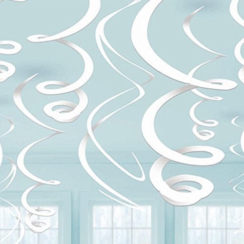 Amscan DEC SWIRL PL WHITE (12/144) - Image 1