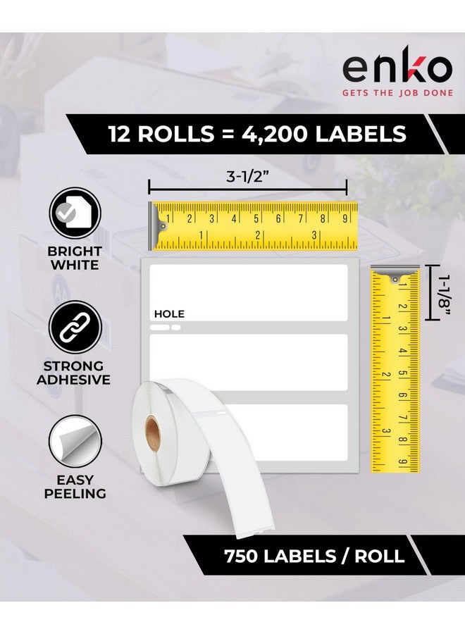 enKo Products Enko Compatible For Dymo 30252 Labels (11/8 X 31/2) Label For Dymo Labelwriter 450 Turbo Printer And 4Xl Direct Thermal Address Shipping And Barcode Labels (12 Rolls 4200 Labels) - Image 3