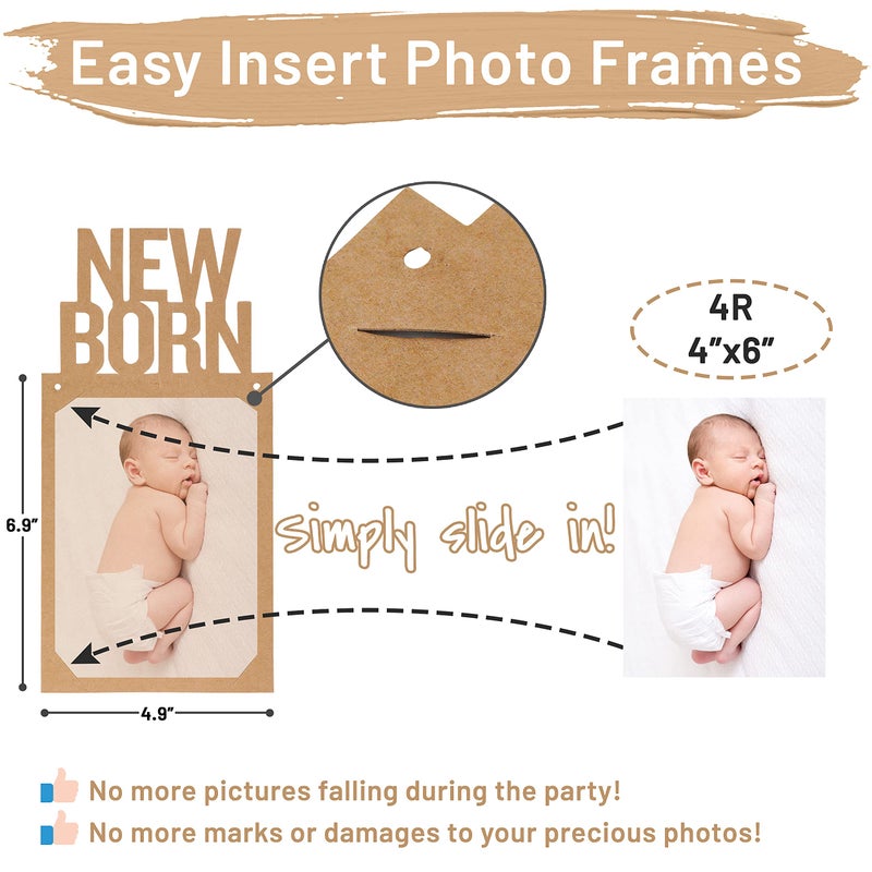 PartyHooman 1st Birthday Photo Banner for Baby from Newborn to 12 Months, First Birthday Decorations Boy or Girl Monthly Milestones Garland | 1 Year Old Photo Banner Pre-strung with Frame (Kraft) - Image 3