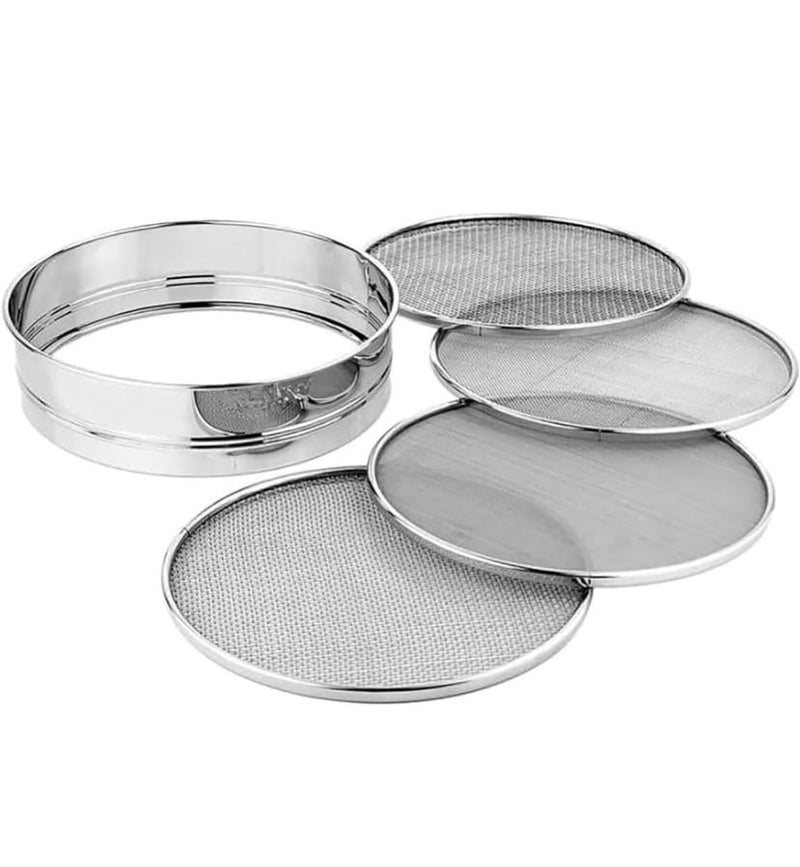 faas Stainless Steel 4 in 1Interchangeable Sieve Set of 5, Flour Chalni, Spices, Food Strainers, Atta Chalni, Jaali Channi Atta Maida Strainer Kitchen Tools Pack of 1 - Image 1