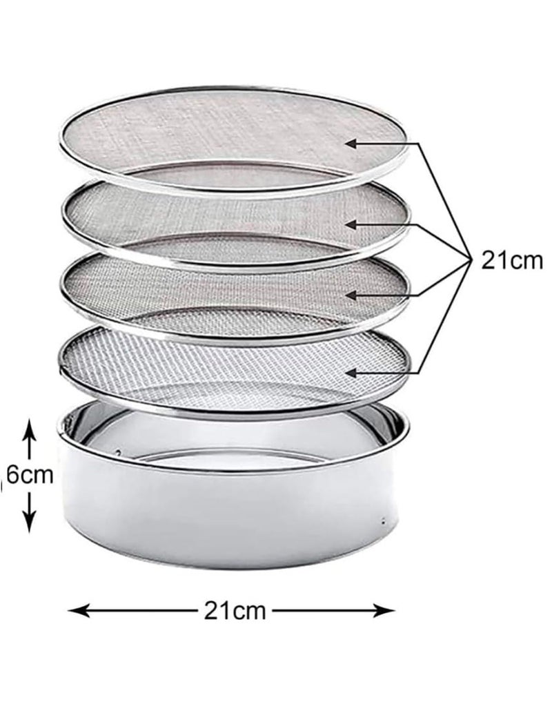 faas Stainless Steel 4 in 1Interchangeable Sieve Set of 5, Flour Chalni, Spices, Food Strainers, Atta Chalni, Jaali Channi Atta Maida Strainer Kitchen Tools Pack of 1 - Image 3