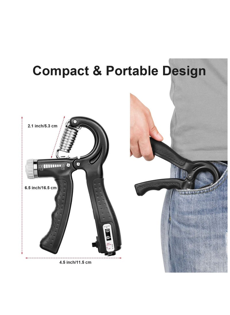 Rock Pow Pow Hand Grip Strengthener 2 Pack Adjustable Resistance 10-130 Lbs Forearm Exerciser，Grip Strength Trainer For Muscle Building And Injury Recovery For Athletes  - Image 5