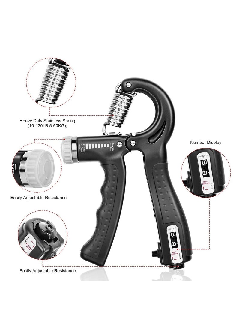 Rock Pow Pow Hand Grip Strengthener 2 Pack Adjustable Resistance 10-130 Lbs Forearm Exerciser，Grip Strength Trainer For Muscle Building And Injury Recovery For Athletes  - Image 2
