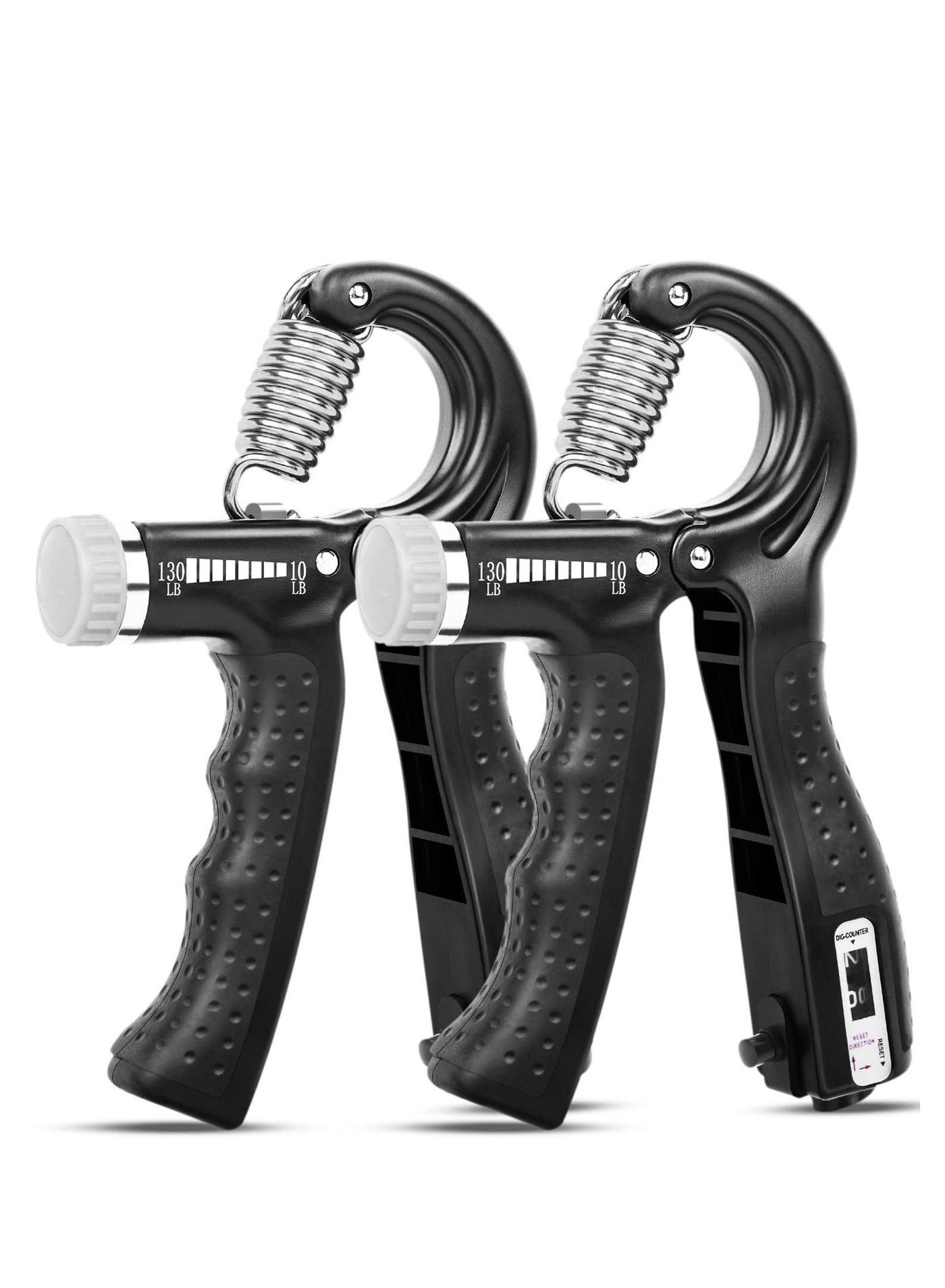 Pow Hand Grip Strengthener 2 Pack Adjustable Resistance 10-130 Lbs Forearm Exerciser,Grip Strength Trainer For Muscle Building And Injury Recovery For Athletes
