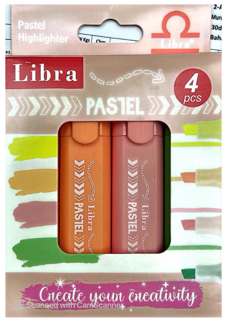 ليبرا مجموعة هايلايتر باستيل مكونة من 4 قطع متعددة الألوان - Image 1