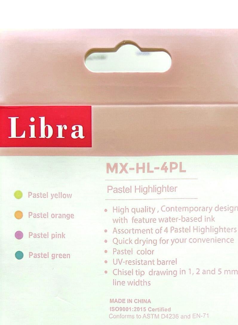 ليبرا مجموعة هايلايتر باستيل مكونة من 4 قطع متعددة الألوان - Image 2