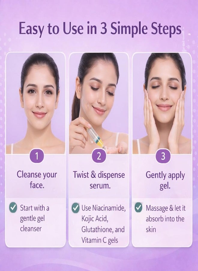 Sanfe BrightShot Skin Radiance Peeling Gel Kit | Pack of 4 | 6-Day Targeted Skincare Routine with Niacinamide, Kojic Acid, Glutathione & Vitamin C | Exfoliates Dead Skin, Brightens Tone, Pore Minimizer & Skin Barrier Support - Image 4