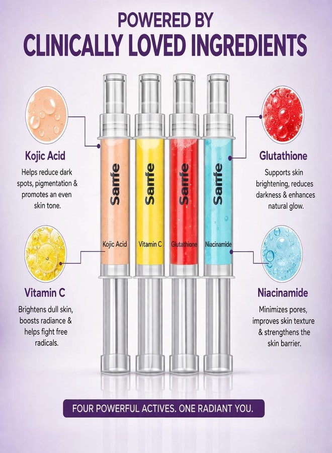 Sanfe BrightShot Skin Radiance Peeling Gel Kit | Pack of 4 | 6-Day Targeted Skincare Routine with Niacinamide, Kojic Acid, Glutathione & Vitamin C | Exfoliates Dead Skin, Brightens Tone, Pore Minimizer & Skin Barrier Support - Image 5