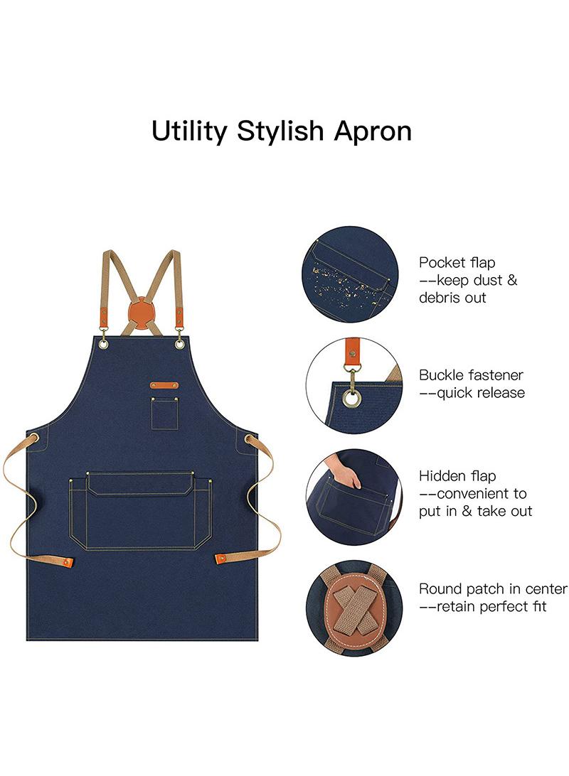 Y&D Creative Design Thickened Canvas Gardening Waterproof Coffee Work Apron - Image 4