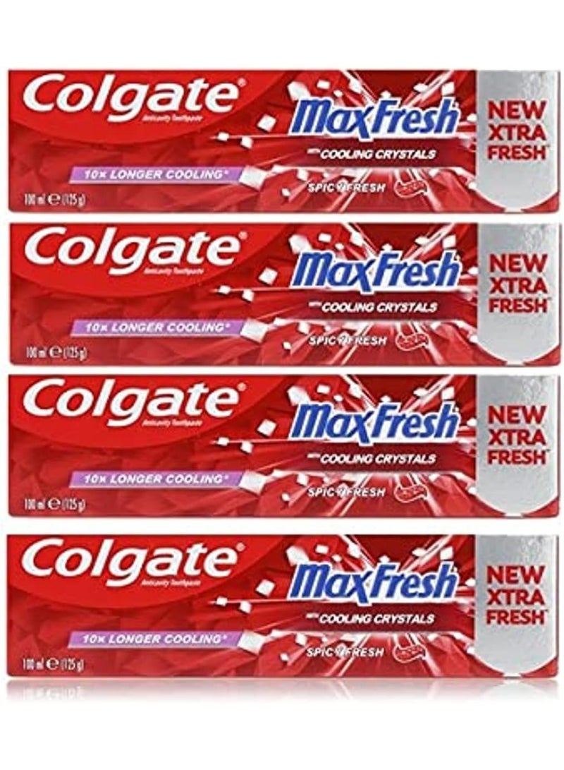 Colgate Max Fresh Spicy Toothpaste with Cooling Crystals - 100ml X 4
