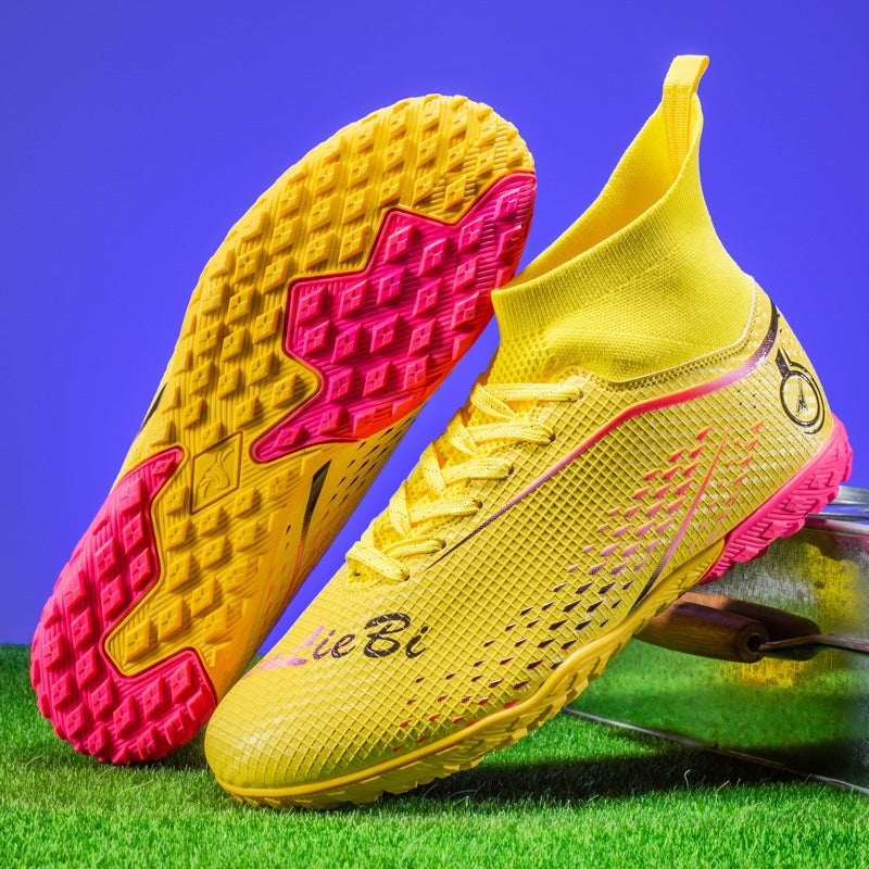 High-Top Football Shoes For Men And Women, Indoor And Outdoor Spiked Sneakers, Long Spikes, Adult Grass And Children'S Game Training Shoes - Image 1