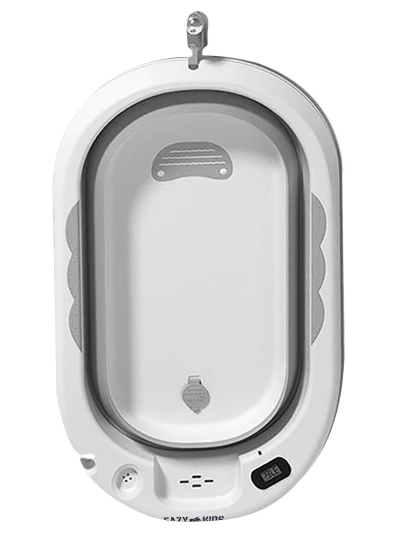 Eazy Kids Temperature Controlled Foldable Bathtub With Intelligent Temperature Monitoring Thermometer And Baby Head Shampoo Wash Rinse Mug - Grey  - Image 1