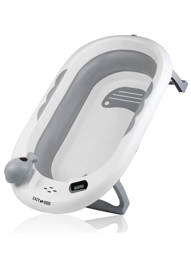 Eazy Kids Temperature Controlled Foldable Bathtub With Intelligent Temperature Monitoring Thermometer And Baby Head Shampoo Wash Rinse Mug - Grey  - Image 3
