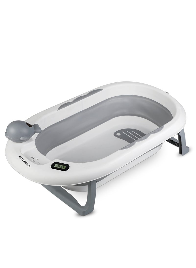 Eazy Kids Temperature Controlled Foldable Bathtub With Intelligent Temperature Monitoring Thermometer And Baby Head Shampoo Wash Rinse Mug - Grey  - Image 2