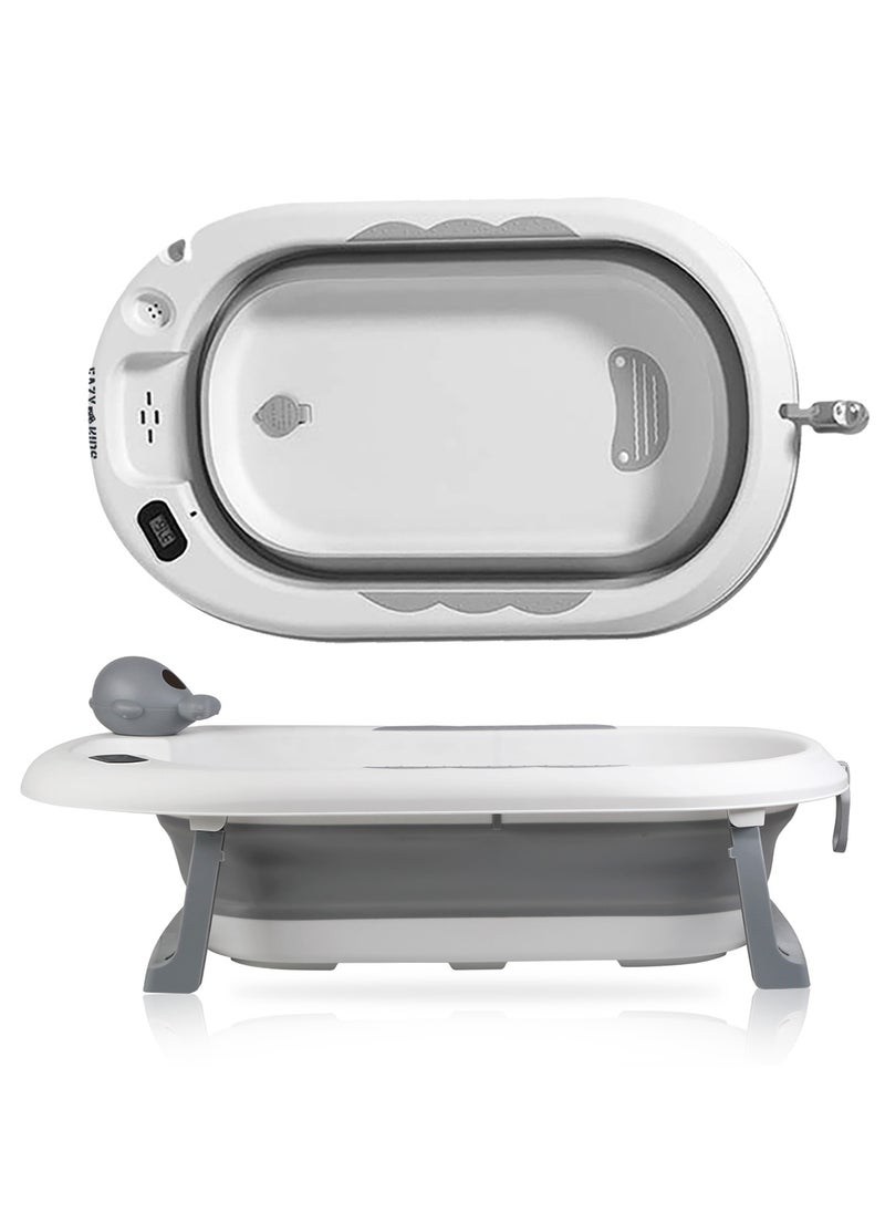 Eazy Kids Temperature Controlled Foldable Bathtub With Intelligent Temperature Monitoring Thermometer And Baby Head Shampoo Wash Rinse Mug - Grey  - Image 4