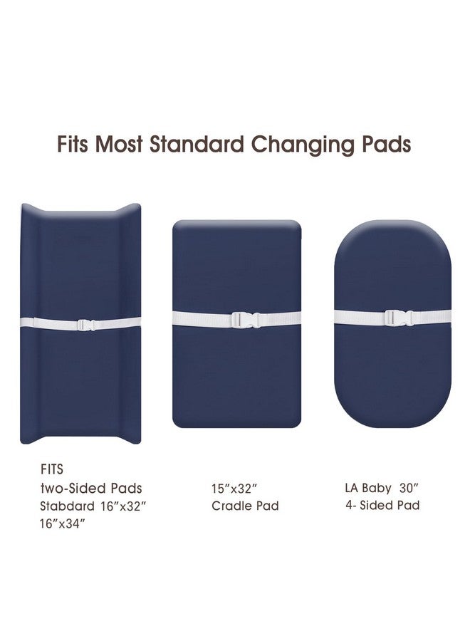 PHF Baby Changing Pad Covers for Boys Girls, 2 Pack Ultra Soft Breathable Microfiber Changing Pad Table Sheets for Most Baby Changing Pads, Light Grey & Navy - Image 3