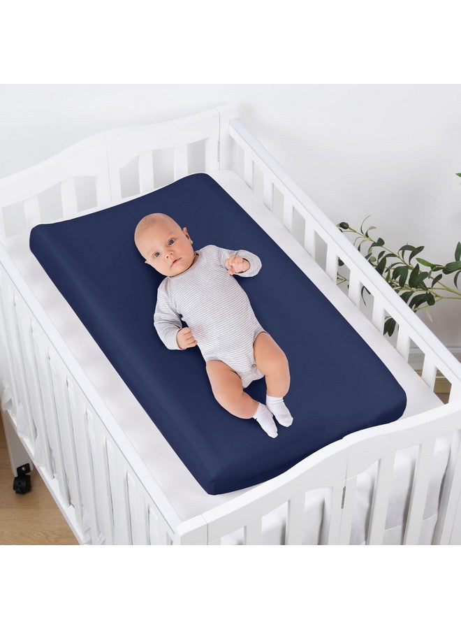 PHF Baby Changing Pad Covers for Boys Girls, 2 Pack Ultra Soft Breathable Microfiber Changing Pad Table Sheets for Most Baby Changing Pads, Light Grey & Navy - Image 2